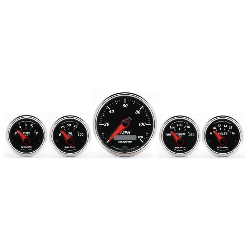 Autometer Designer Black II 3-3/8in and 2-21/16in 5 pc. Electric Speedometer Gauge - Burkken Auto Parts