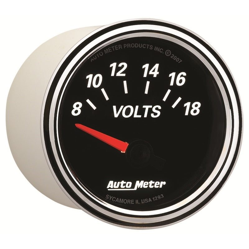 Autometer Designer Black II 52mm 18V Voltmeter Gauge - Burkken Auto Parts