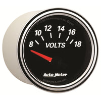 Autometer Designer Black II 52mm 18V Voltmeter Gauge - Burkken Auto Parts