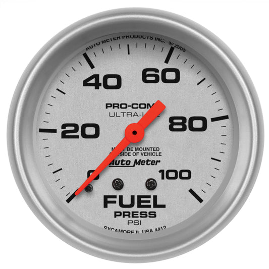 Autometer Ultra-Lite 2 5/8in Mechanical Fuel Pressure Gauge 100psi - Burkken Auto Parts