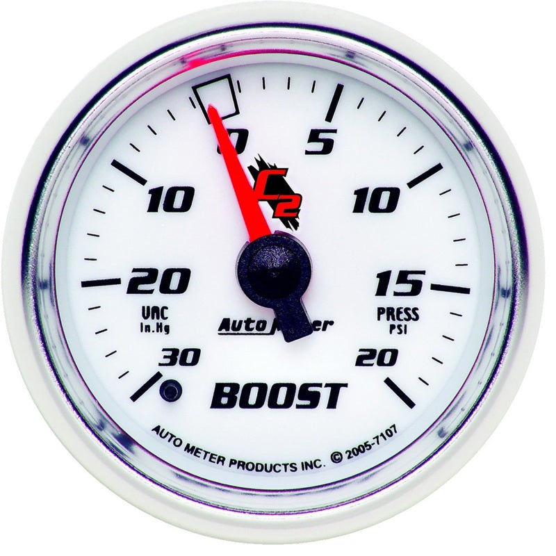 Autometer C2 52mm 30 in hg/20 PSI Mechanical Boost Vacuum Gauge - Burkken Auto Parts