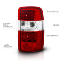 ANZO 2000-2006 Chevrolet Suburban LED Taillights Red/Clear - Burkken Auto Parts