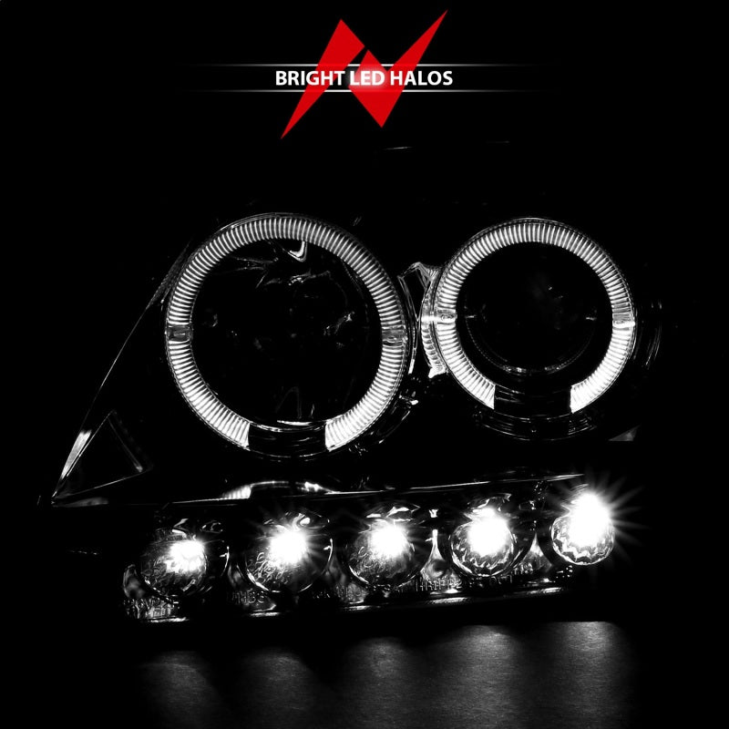 ANZO 1997.5-2003 Ford F-150 Projector Headlights w/ Halo and LED Chrome 1pc - Burkken Auto Parts