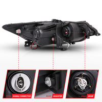 ANZO 2009-2012 Acura TSX Projector Headlights w/ Halo Black (CCFL) (HID Compatible) - Burkken Auto Parts