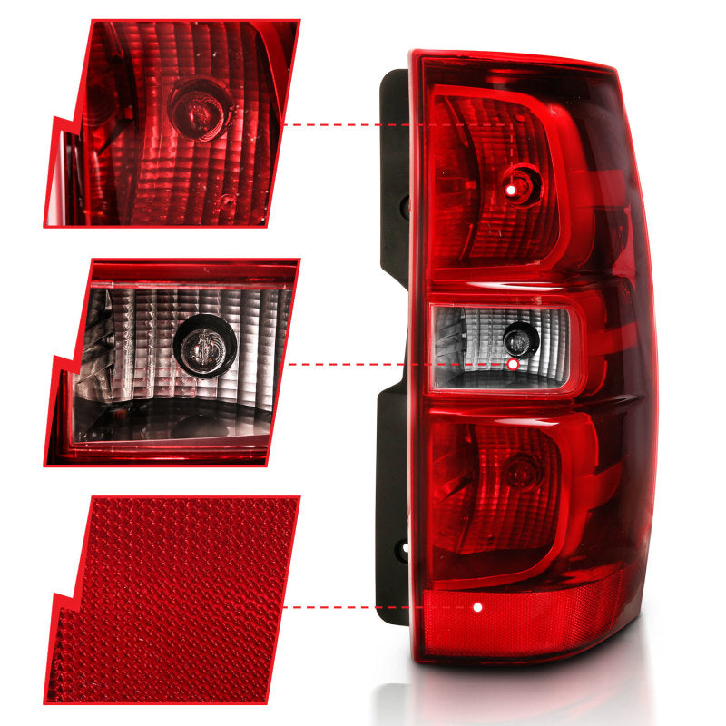 ANZO 2007-2014 Chevy Tahoe Taillight Red/Clear Lens (OE Replacement) - Burkken Auto Parts