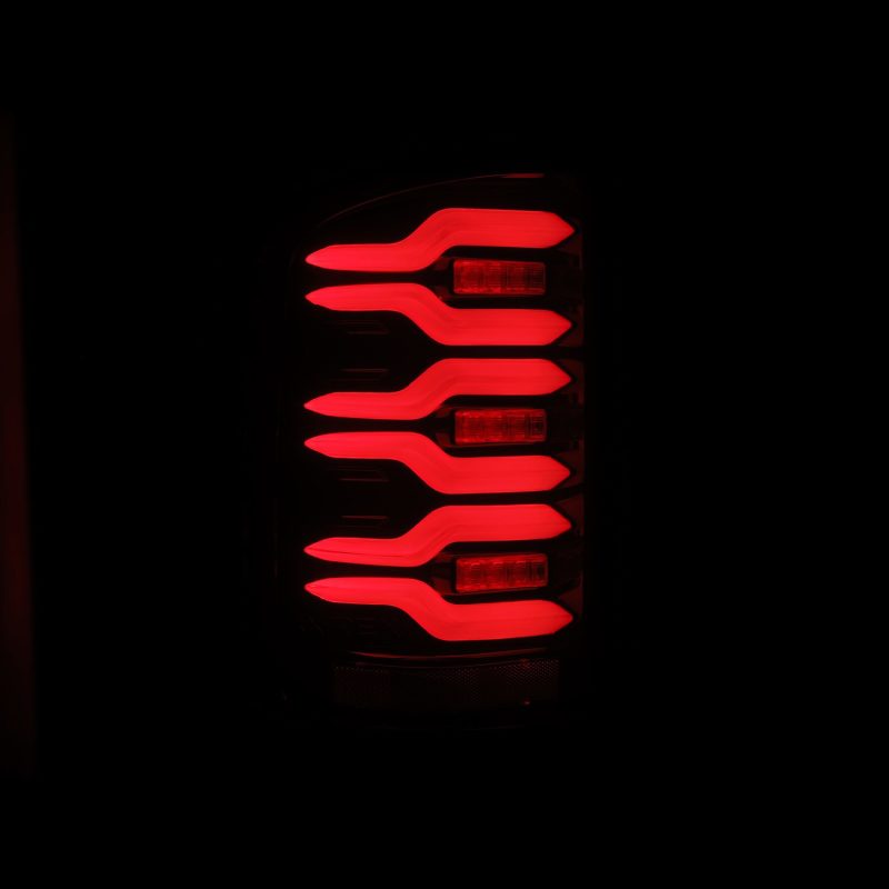 AlphaRex 14-18 GMC Sierra 1500/2500HD/3500HD LUXX-Series LED Tail Lights Blk/Red w/Actv Lgt Seq. Sig - Burkken Auto Parts
