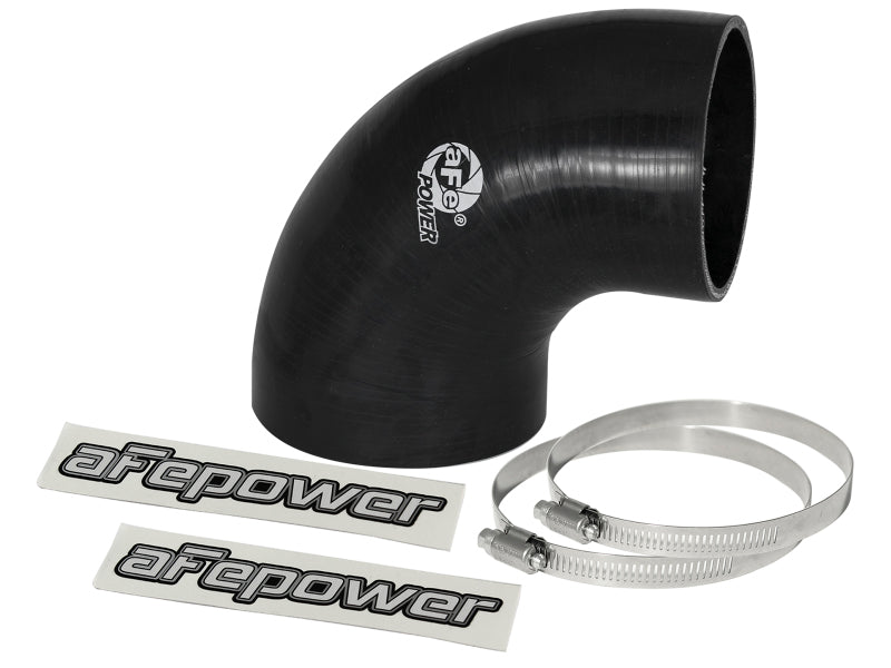 aFe Magnum FORCE CAI Univ. Silicone Reducing Coupler (4in. to 3.5in. ID) 90Deg. Elbow - Black - Burkken Auto Parts
