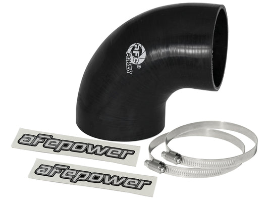 aFe Magnum FORCE CAI Univ. Silicone Reducing Coupler (4in. to 3.5in. ID) 90Deg. Elbow - Black - Burkken Auto Parts