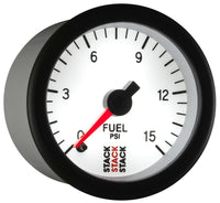 Autometer Stack 52mm 0-15 PSI 1/8in NPTF Male Pro Stepper Motor Fuel Pressure Gauge - White - Burkken Auto Parts