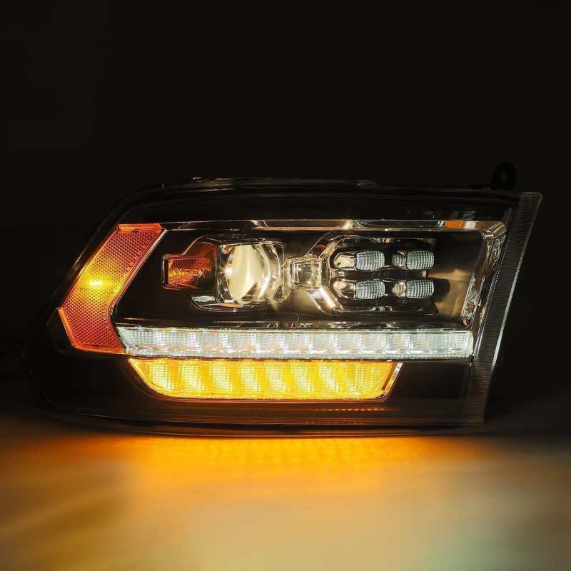AlphaRex 09-18 Dodge Ram 1500HD PRO-Series Proj Headlights Plank Style Alpha Black w/Seq Signal/DRL - Burkken Auto Parts