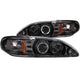 ANZO 1994-1998 Ford Mustang Projector Headlights w/ Halo Black 1pc - Burkken Auto Parts