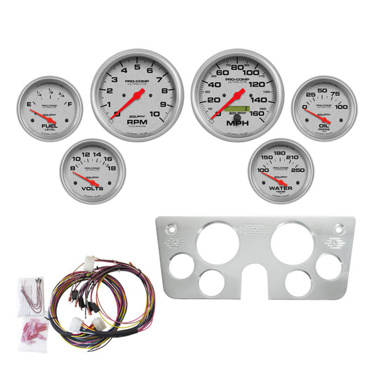 Autometer Ultra-Lite 67-72 Chevy Truck Dash Kit 6pc Tach / MPH / Temp / Oil / Volt - Burkken Auto Parts