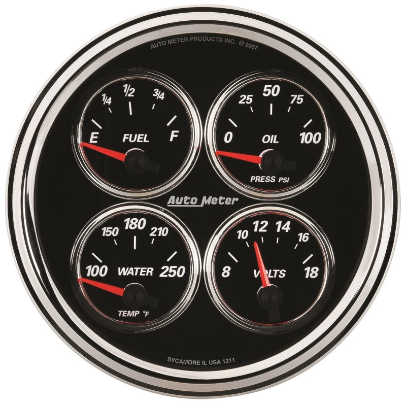 AutoMeter Gauge Quad 5in. 240 Ohm(e) to 33 Ohm(f) Elec Designer Black II - Burkken Auto Parts