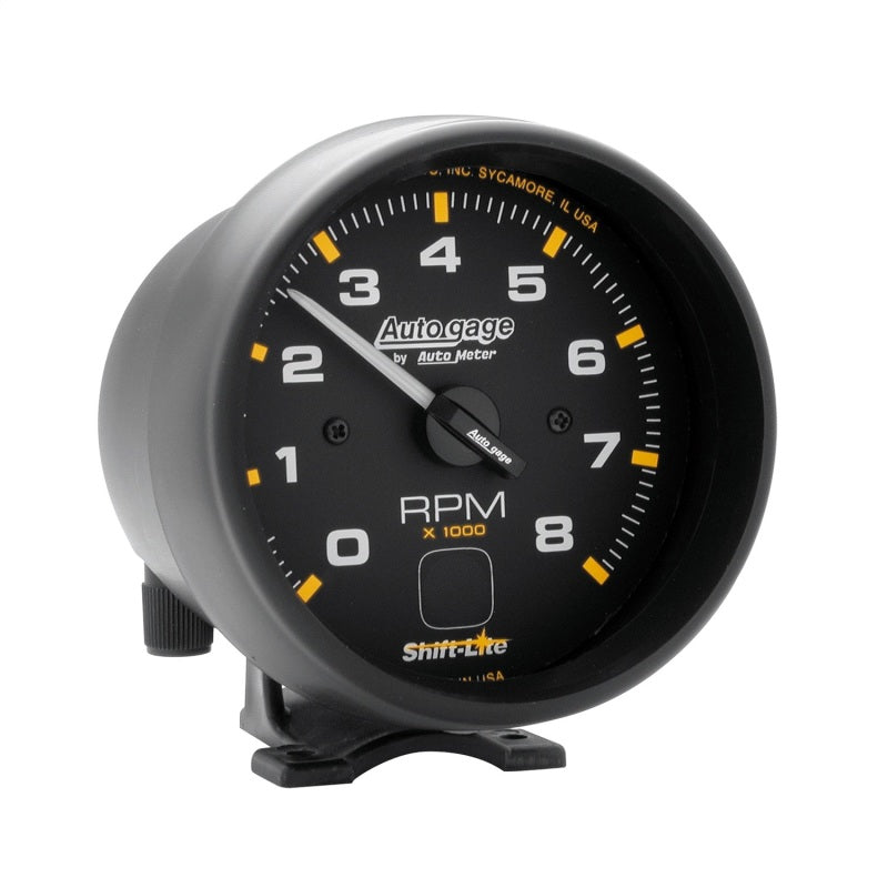 Autometer AutoGage 3-3/4in Pedestal Tachometer 0-8000 RPM Black/Black w/ Shift Light - Burkken Auto Parts
