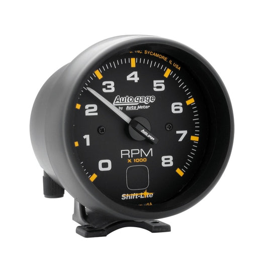Autometer AutoGage 3-3/4in Pedestal Tachometer 0-8000 RPM Black/Black w/ Shift Light - Burkken Auto Parts