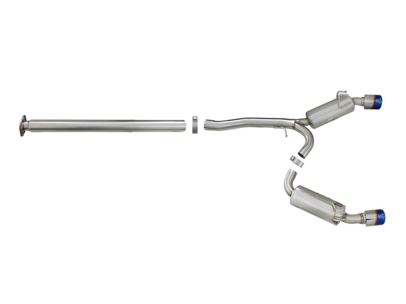 aFe Takeda 3in. to 2.5in. 304 SS C/B Exhaust 08-15 Mitsubishi EVO I4-2.0L (t) - Blue Flamed Tips - Burkken Auto Parts