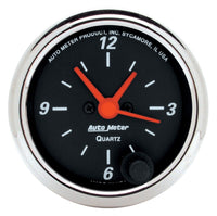 Autometer Designer Black 2-1/16in Analog 12 Hour Clock - Burkken Auto Parts