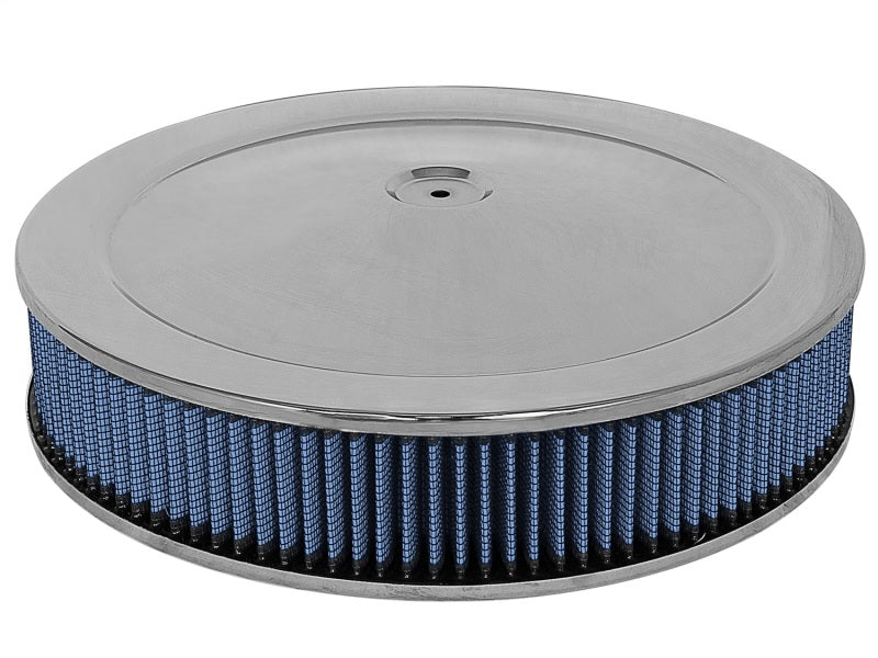 aFe MagnumFLOW Air Filters Round Racing P5R A/F Chrome Assy 14x3: Blk/Blue - Burkken Auto Parts