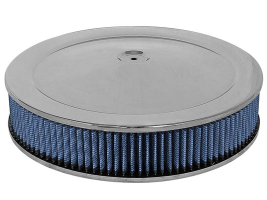 aFe MagnumFLOW Air Filters Round Racing P5R A/F Chrome Assy 14x3: Blk/Blue - Burkken Auto Parts