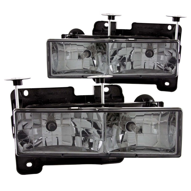 ANZO 1988-1998 Chevrolet C1500 Crystal Headlights w/ Smoke Lens - Burkken Auto Parts