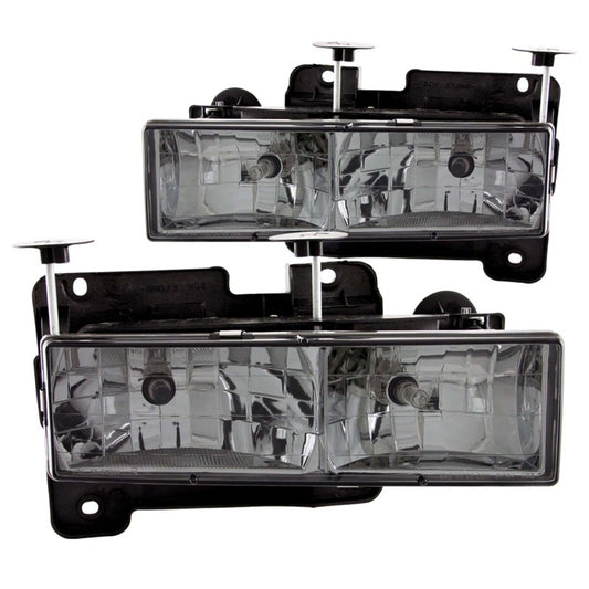 ANZO 1988-1998 Chevrolet C1500 Crystal Headlights w/ Smoke Lens - Burkken Auto Parts