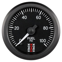 Autometer Stack 52mm 0-100 PSI 1/8in NPTF Male Pro Stepper Motor Fuel Pressure Gauge - Black - Burkken Auto Parts