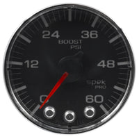 Autometer Spek-Pro Gauge Boost 2 1/16in 60psi Stepper Motor W/Peak & Warn Blk/Chrm - Burkken Auto Parts