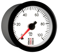 Autometer Stack 52mm 0-100 PSI 1/8in NPTF Male Pro Stepper Motor Oil Pressure Gauge - White - Burkken Auto Parts
