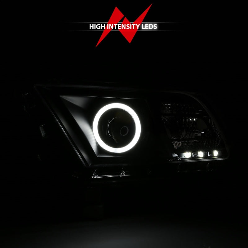 ANZO 2010-2014 Ford Mustang Projector Headlights w/ Halo Black (CCFL) - Burkken Auto Parts