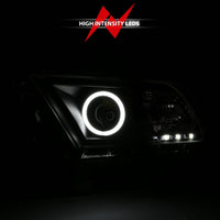 ANZO 2010-2014 Ford Mustang Projector Headlights w/ Halo Black (CCFL) - Burkken Auto Parts