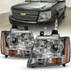 ANZO 2007-2014 Chevy Tahoe Crystal Headlight Chrome Amber(OE) - Burkken Auto Parts