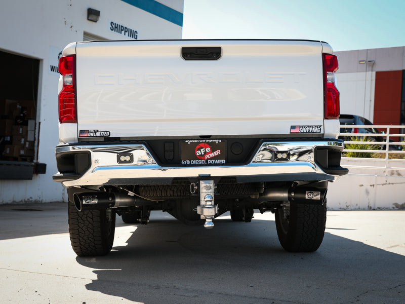 aFe Large Bore-HD 4in 409SS DPF-Back Exhaust System w/Black Tip 20 GM Diesel Trucks V8-6.6L (td) L5P - Burkken Auto Parts