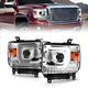 ANZO 14-15 GMC Sierra 1500/2500HD/3500HD Plank Style Projector Headlight - Chrome Housing - Burkken Auto Parts