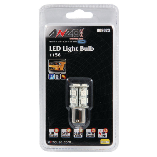 ANZO LED Bulbs Universal LED 1156 Amber - 13 LEDs 1 3/4in Tall - Burkken Auto Parts