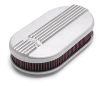 Edelbrock Air Cleaner Classic Series Oval Aluminum Top Cloth Element 17 5In X 9 35In X 3 9In Satin - Burkken Auto Parts