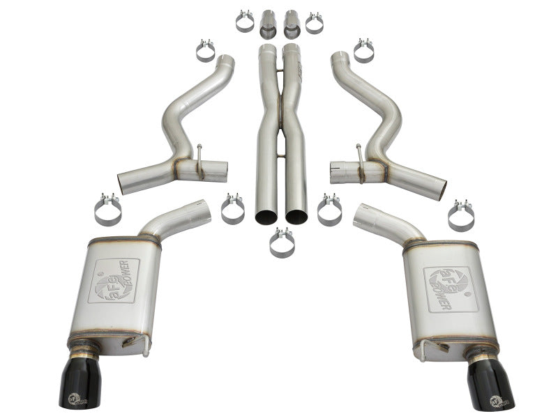 aFe MACHForce XP 3in 304 SS Cat-Back Exhausts w/ Black Tips 15-17 Ford Mustang GT V8-5.0L/V6-3.7L - Burkken Auto Parts