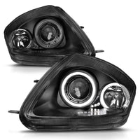 ANZO 2000-2005 Mitsubishi Eclipse Projector Headlights w/ Halo Black - Burkken Auto Parts