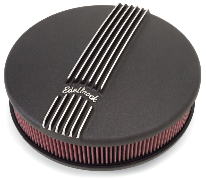 Edelbrock Air Cleaner Classic Series Round Aluminum Top Cloth Element 14In Dia X 3 9In Black - Burkken Auto Parts