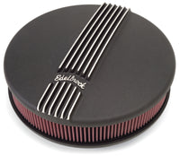 Edelbrock Air Cleaner Classic Series Round Aluminum Top Cloth Element 14In Dia X 3 9In Black - Burkken Auto Parts