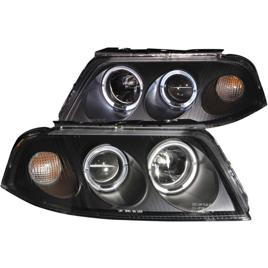 ANZO 2001-2005 Volkswagen Passat Projector Headlights w/ Halo Black - Burkken Auto Parts