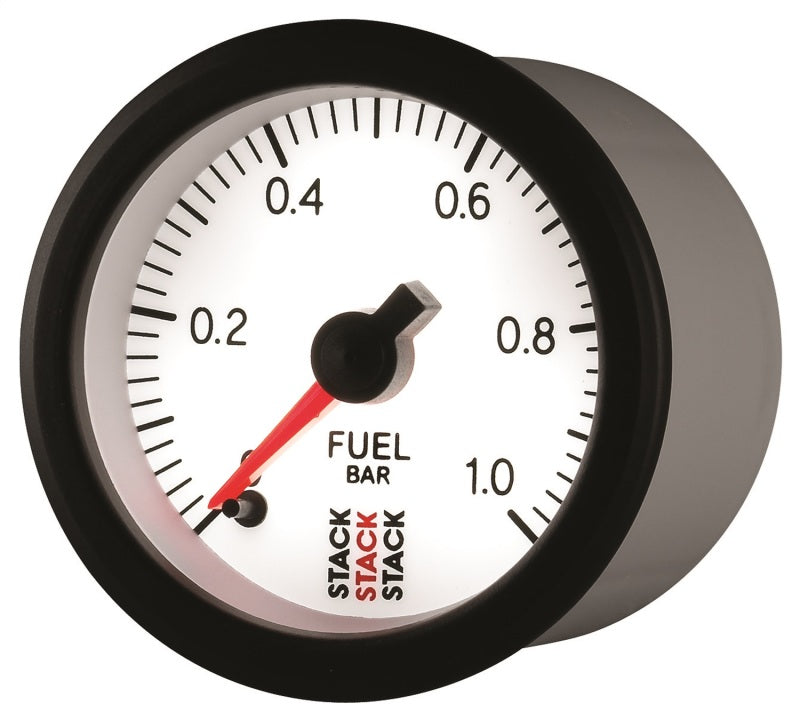 Autometer Stack 52mm 0-1 Bar M10 Male Pro Stepper Motor Fuel Pressure Gauge - White - Burkken Auto Parts