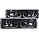 ANZO 1988-1998 Chevrolet C1500 Crystal Headlights Black w/ Low - Brow - Burkken Auto Parts