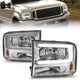 ANZO 99-04 Ford F250/F350/F450/Excursion (excl. 99) Crystal Headlights - w/ Light Bar Chrome Housing - Burkken Auto Parts