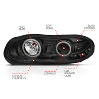 ANZO 1998-2002 Chevrolet Camaro Projector Headlights w/ Halo Black - Burkken Auto Parts