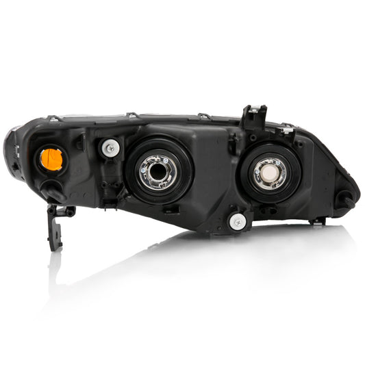 ANZO 2006-2011 Honda Civic 4 Door Crystal Headlight Black Amber (OE Replacement) - Burkken Auto Parts