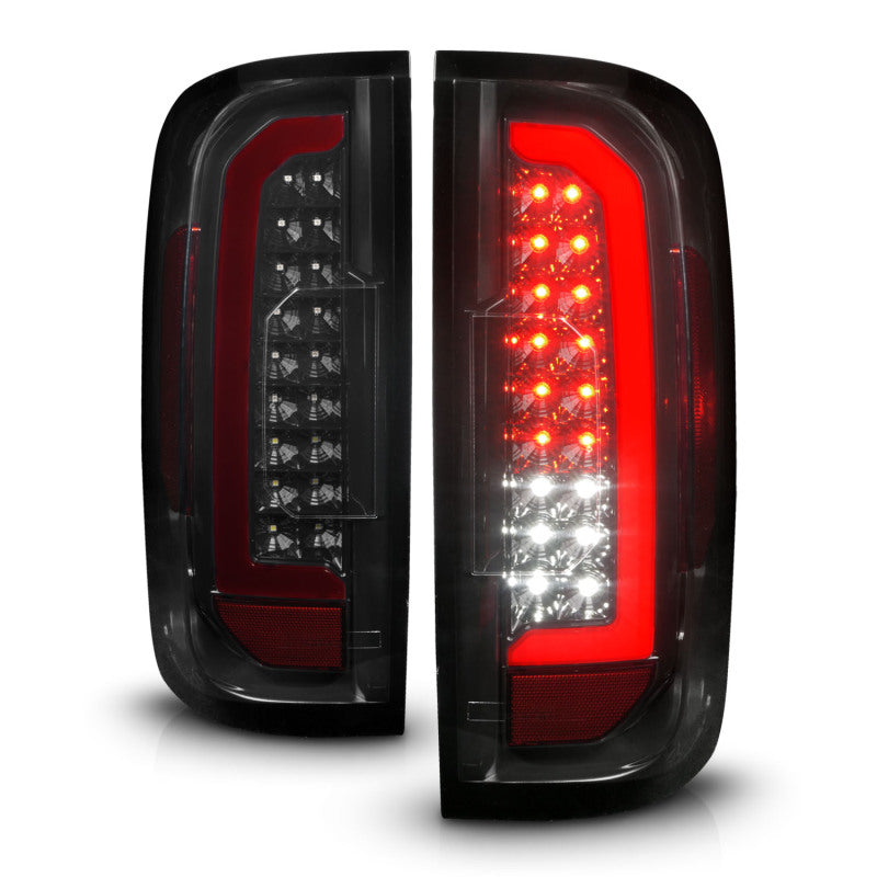 ANZO 15-21 Chevrolet Colorado Full LED Tail Lights w/ Red Lightbar Black Housing Smoke Lens - Burkken Auto Parts
