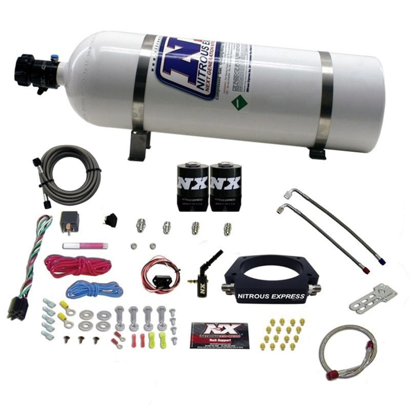 Nitrous Express 2014+ GM 6.2L Truck Nitrous Plate Kit (35-300HP) w/15lb Bottle - Burkken Auto Parts