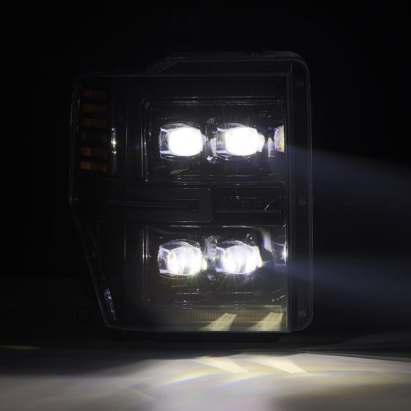 AlphaRex 08-10 Ford F250-550 NOVA-Series LED Projector Headlights Alpha-Blk w/Activ Light/Seq Signal - Burkken Auto Parts