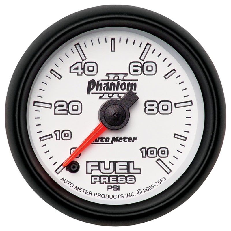 Autometer Phantom II 52.4mm Full Sweep Electronic 0-100psi Fuel Pressure Gauge - Burkken Auto Parts
