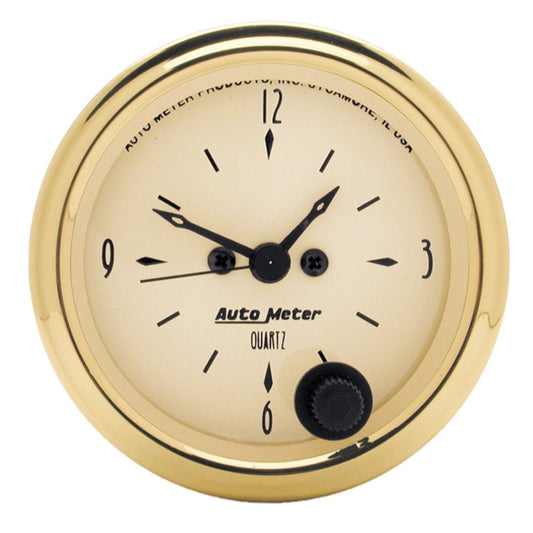 AutoMeter Gauge Clock 2-1/16in. 12HR Analog Golden Oldies - Burkken Auto Parts